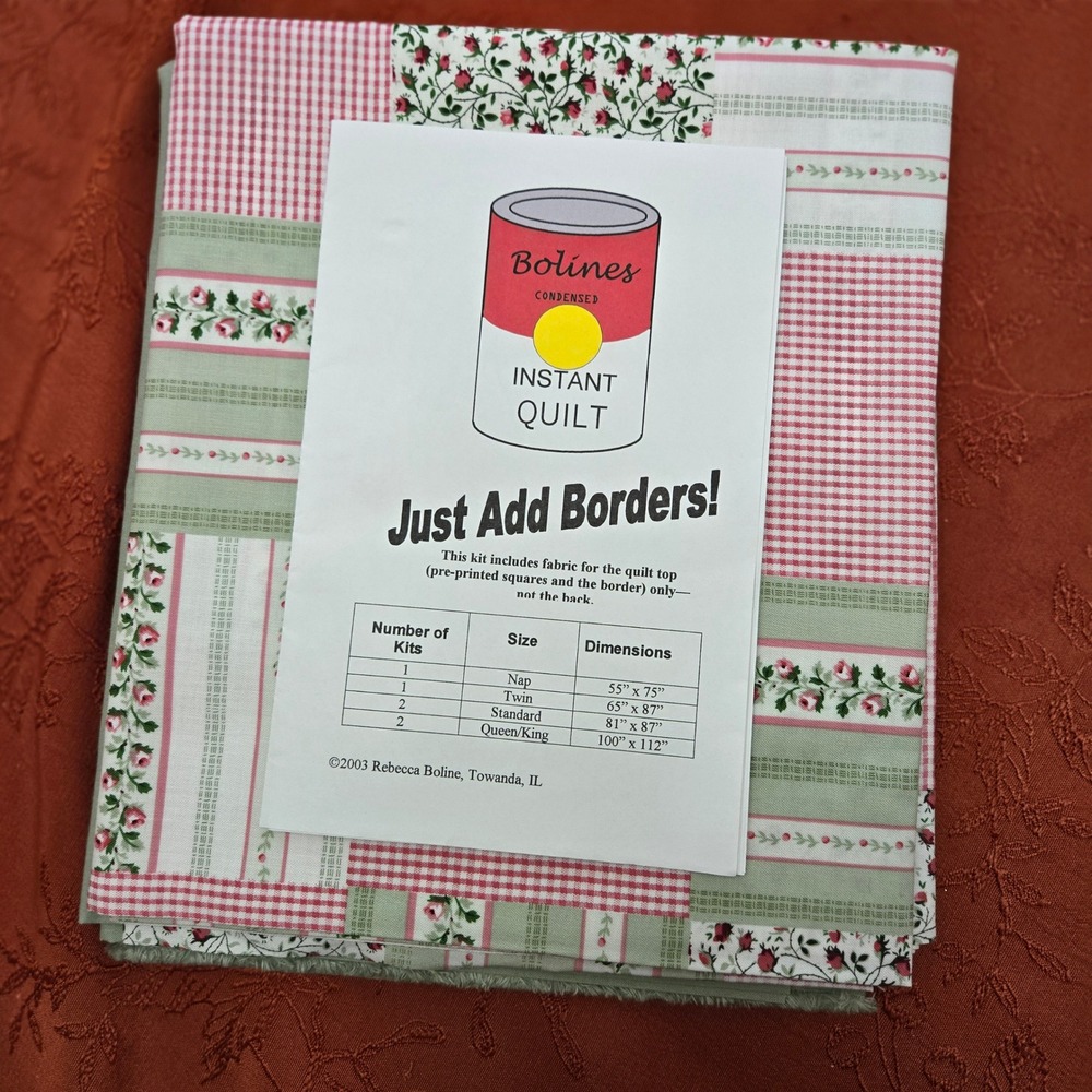 Bolines Instant Quilt Fabric Kit Rebecca Boline Pink Sage Floral Patchwork 2003